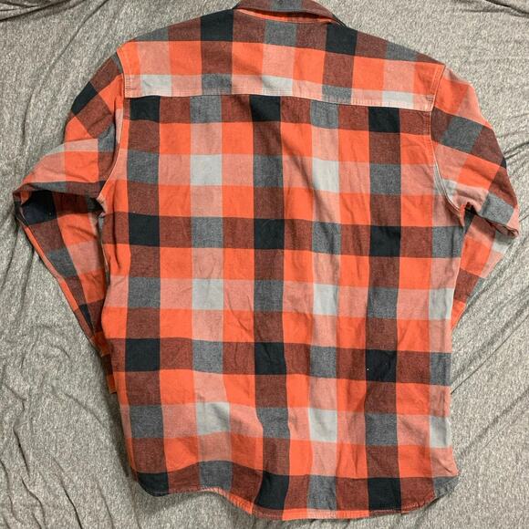 Work n Sport Mens Orange Thick Plaid Super Brawny Work Shirt Flannel LARGE - Picture 5 of 8